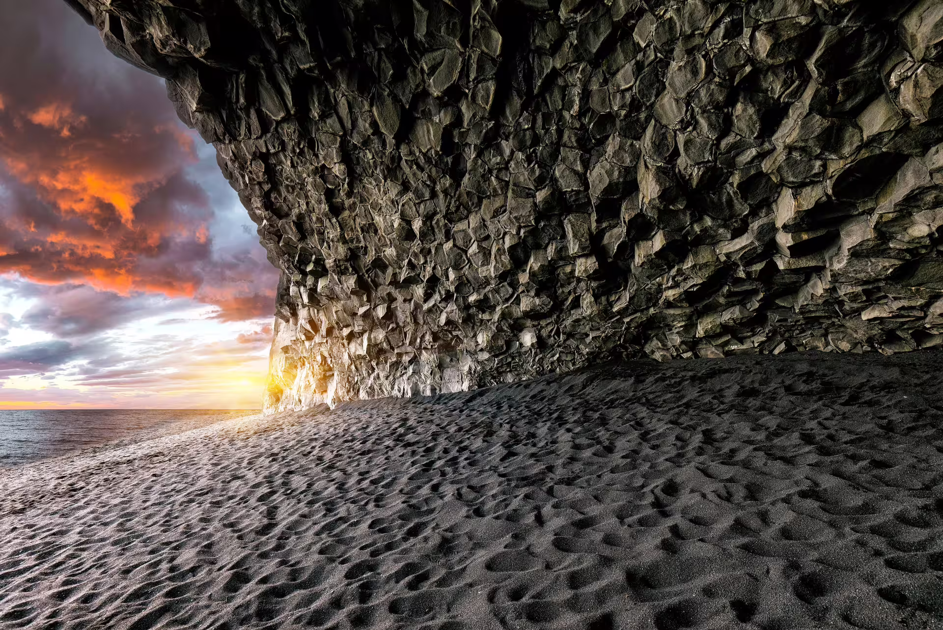 Basalt columns at Reynisfjara black sand beach