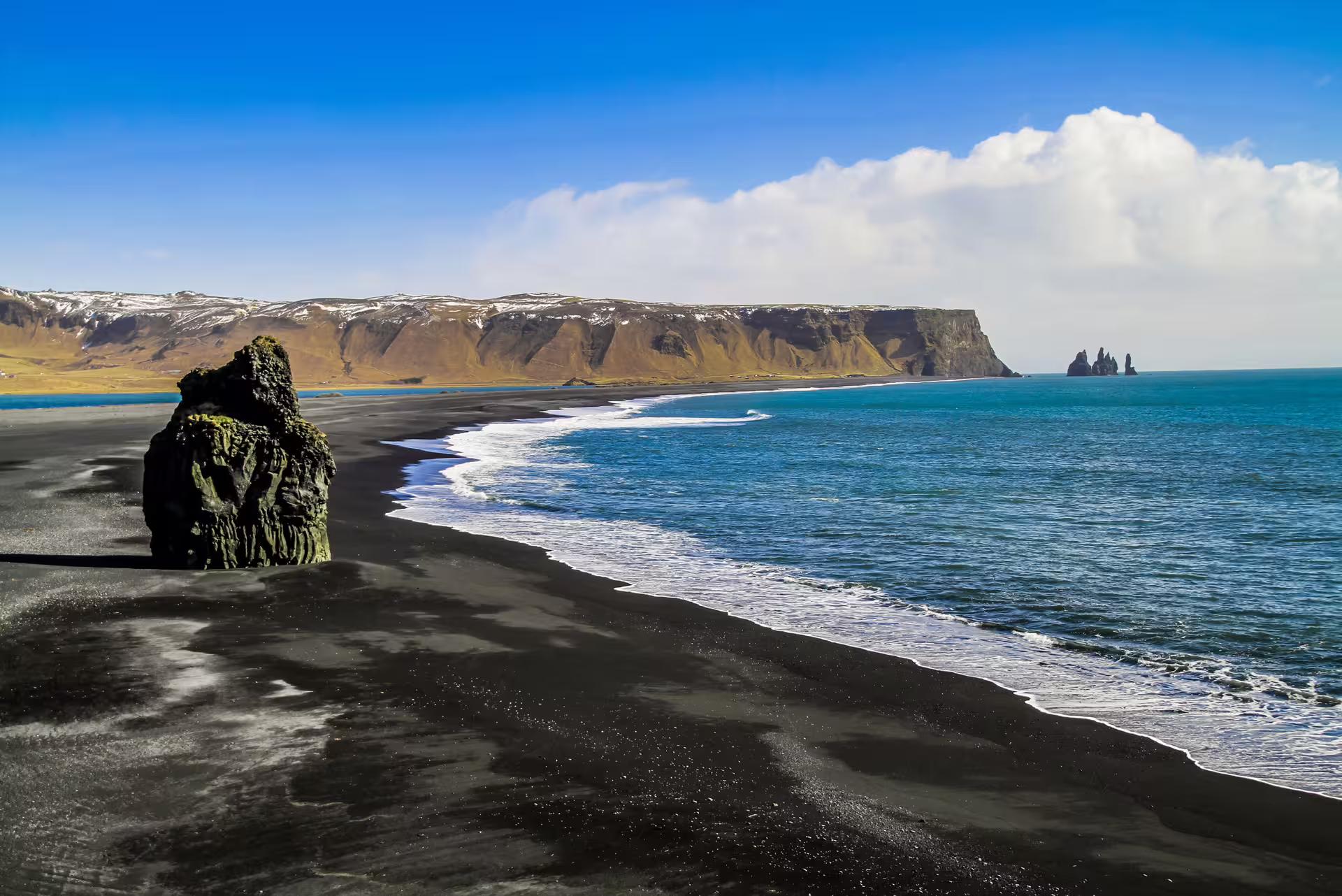 Reynisfjara black sand beach from Dyrhólaey promontory