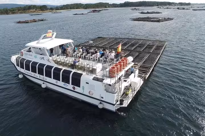 Scenic mussel boat tour on Rias Baixas waters offers a unique coastal excursion with optional winery visit.