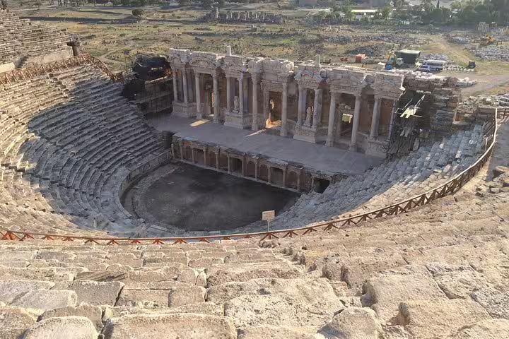 Discover the well-preserved Roman theater in Pamukkale on a private excursion from Kusadasi Port, offering rich history.
