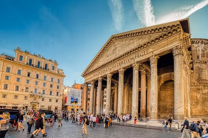Tourists gather at the iconic Pantheon in Rome, a highlight of the Full Day Escorted Shore Excursion from Civitavecchia.