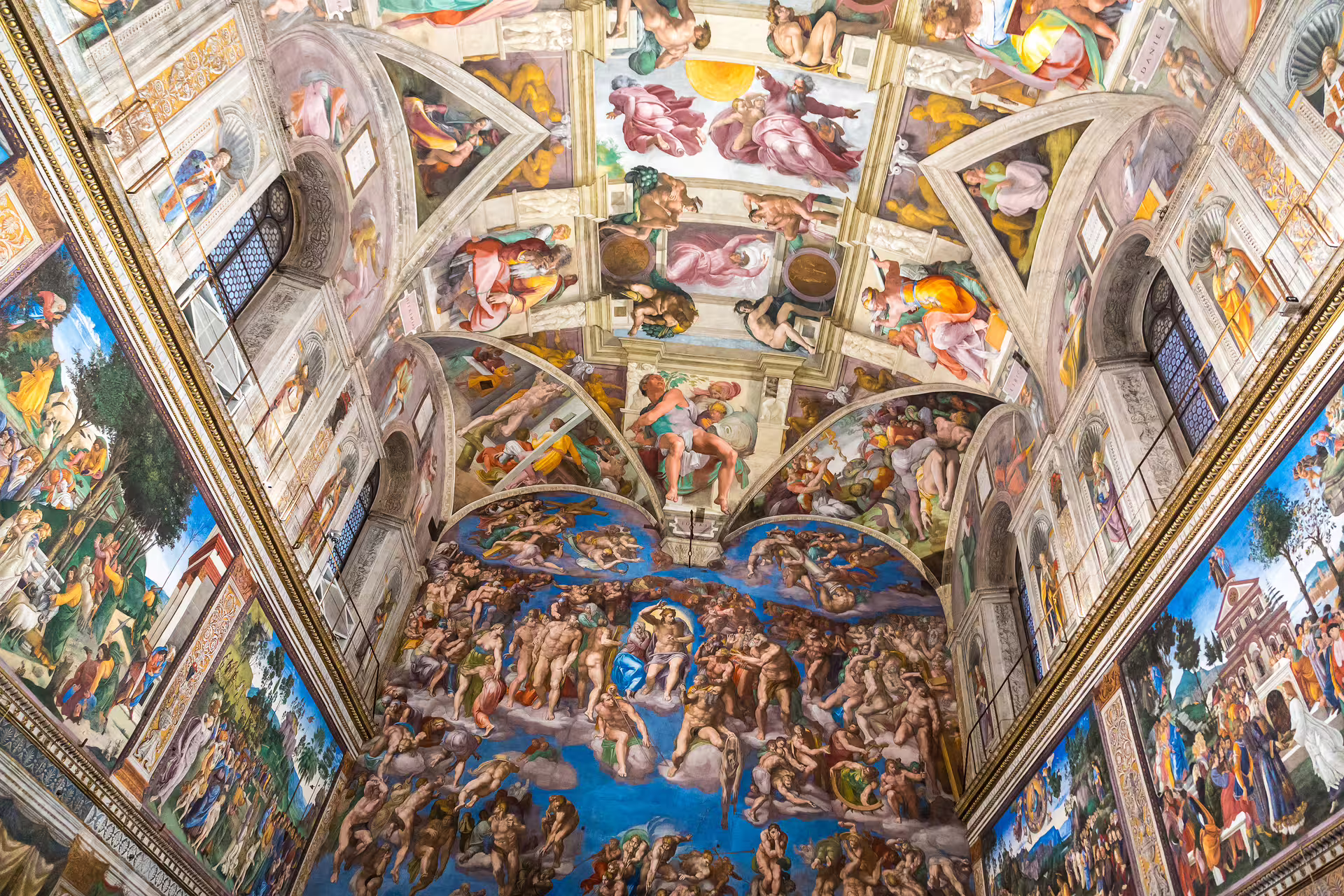 Michelangelo’s frescoed ceiling and The Last Judgment in the Sistine Chapel on a fast track guided Vatican Museums tour in Rome
