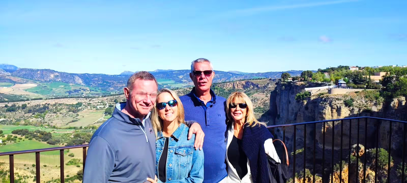 Small group at Ronda viewpoint overlooking El Tajo canyon, part of Ronda and Setenil day tour from Malaga