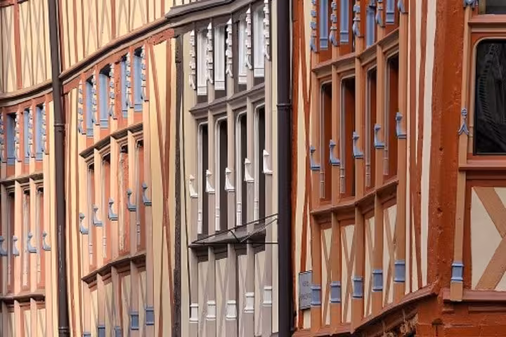 Historic half-timbered medieval buildings with colorful facades in Rouen, Normandy, France