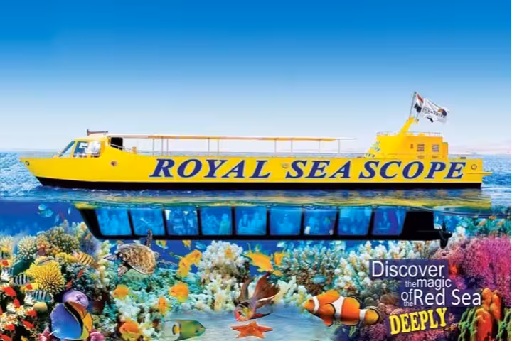 Royal Seascope semi-submarine in Makadi Bay with underwater windows viewing Red Sea coral reef and fish