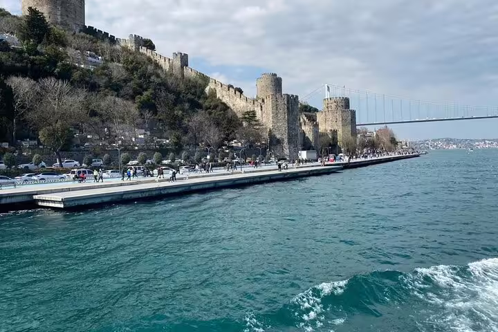Rumeli Fortress and Bosphorus waterfront in Istanbul, scenic stop on 6-day Istanbul Cappadocia tour