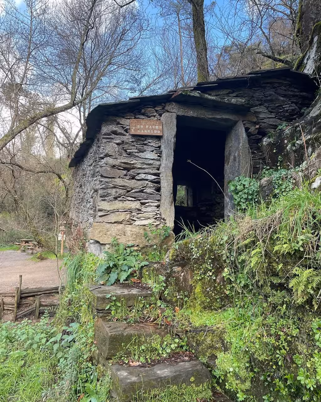 Rustic stone mill on the Jeeptour nature hiking and yoga class route, reached by vintage car adventure