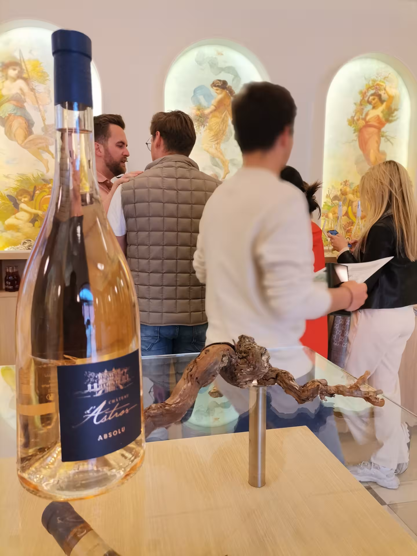 Guests sampling rosé at a Saint-Tropez winery, AOP Côtes de Provence wine tour tasting and cellar visit