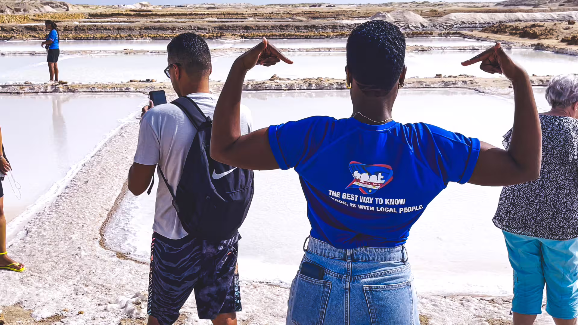 Travelers at Pedra de Lume salt flats, Sal Island Cape Verde, guided full-day tour with lunch and entrance fees