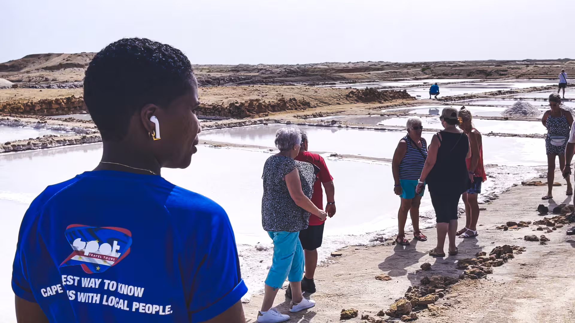 Local guide leads visitors through Pedra de Lume salt pans on Sal Island full-day all-inclusive tour