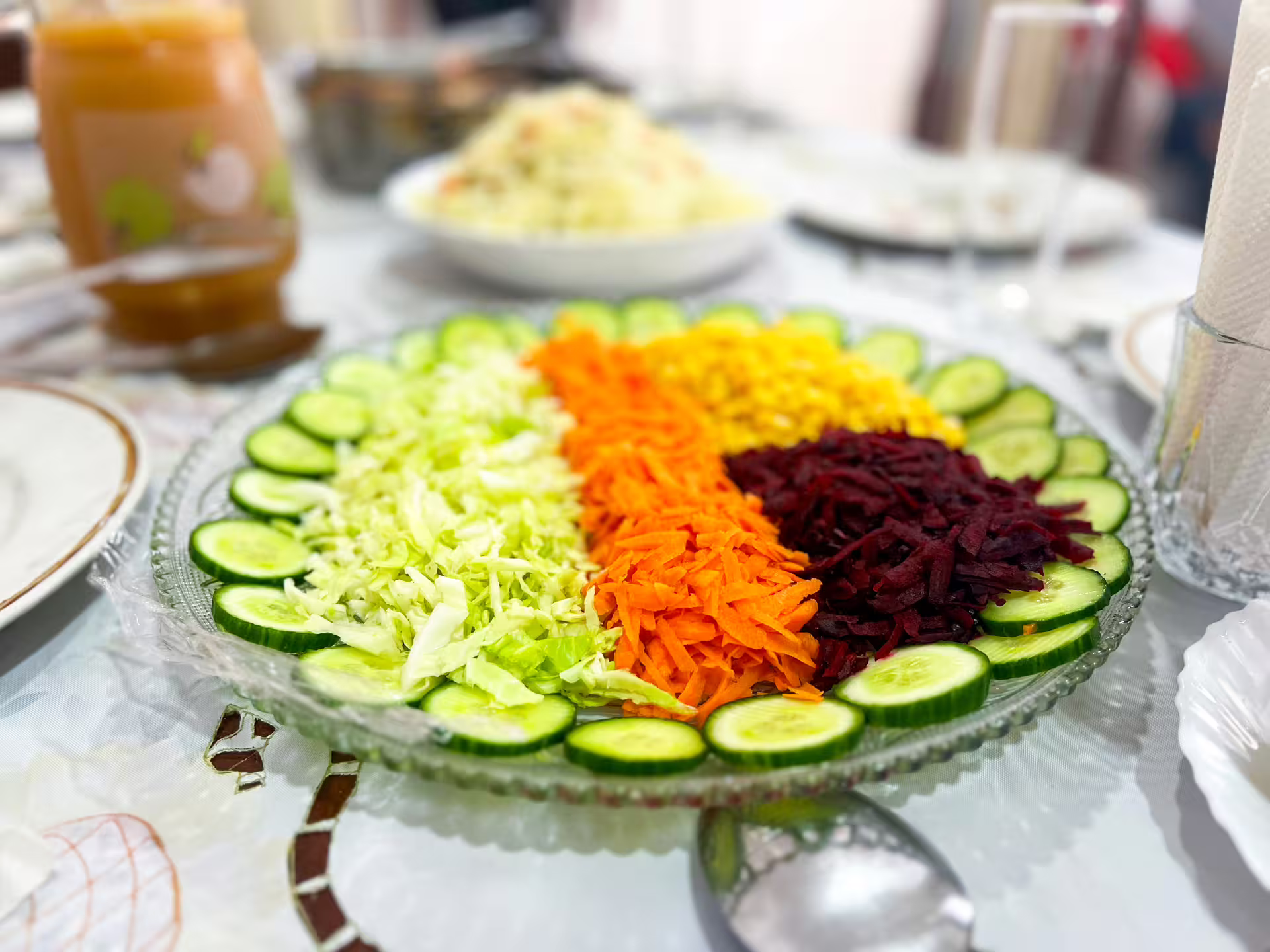 Enjoy a colorful vegetable platter during the full-day Sal Island tour, featuring local Cape Verdean cuisine.