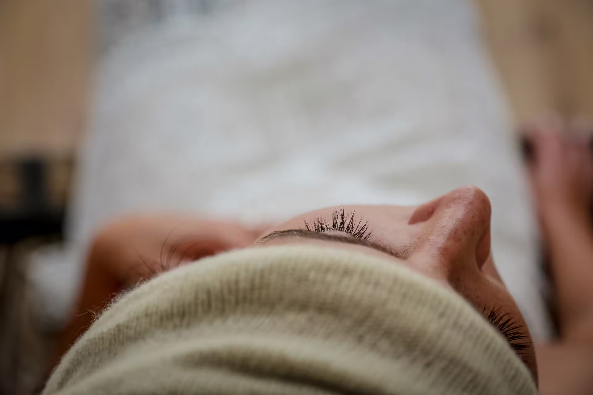 Relaxing spa moment after San Leo Cashmere farm experience, soft cashmere hat and wellness break in Italy