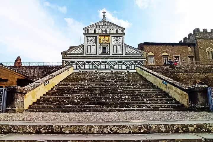 Staircase leading to San Miniato al Monte basilica in Florence, a scenic stop on a private Livorno shore excursion