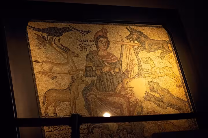 Close-up of Roman hunting mosaic at Sanliurfa Archaeology Museum, a highlight of private guided city tour