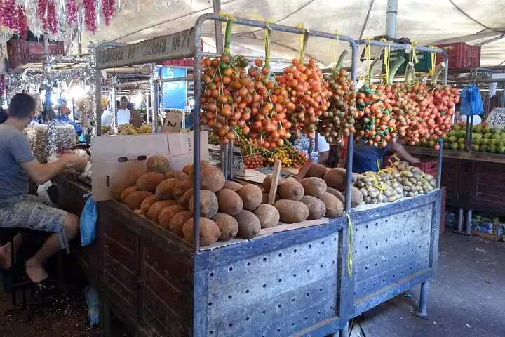 Colorful fruit stall at Santarém do Pará municipal market, a highlight of the city tour experience