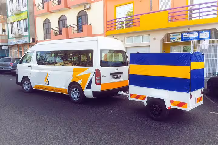 Private 1-way airport transfer van on Santiago Island, Cape Verde, for comfortable ride from Praia Airport to Assomada
