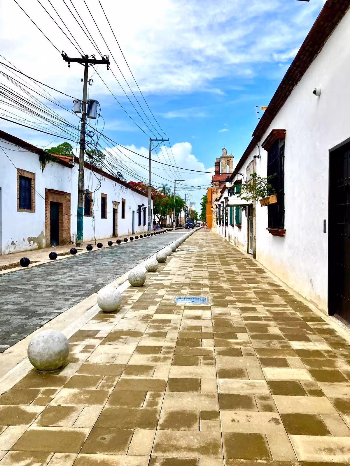 Traditional cobblestone street in the Zona Colonial of Santo Domingo