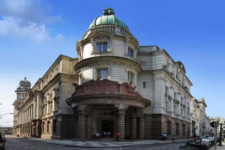 Historic Coffee Museum in Santos, showcasing elegant architecture on the 7-hour tour of Mont Serrat and sightseeing.