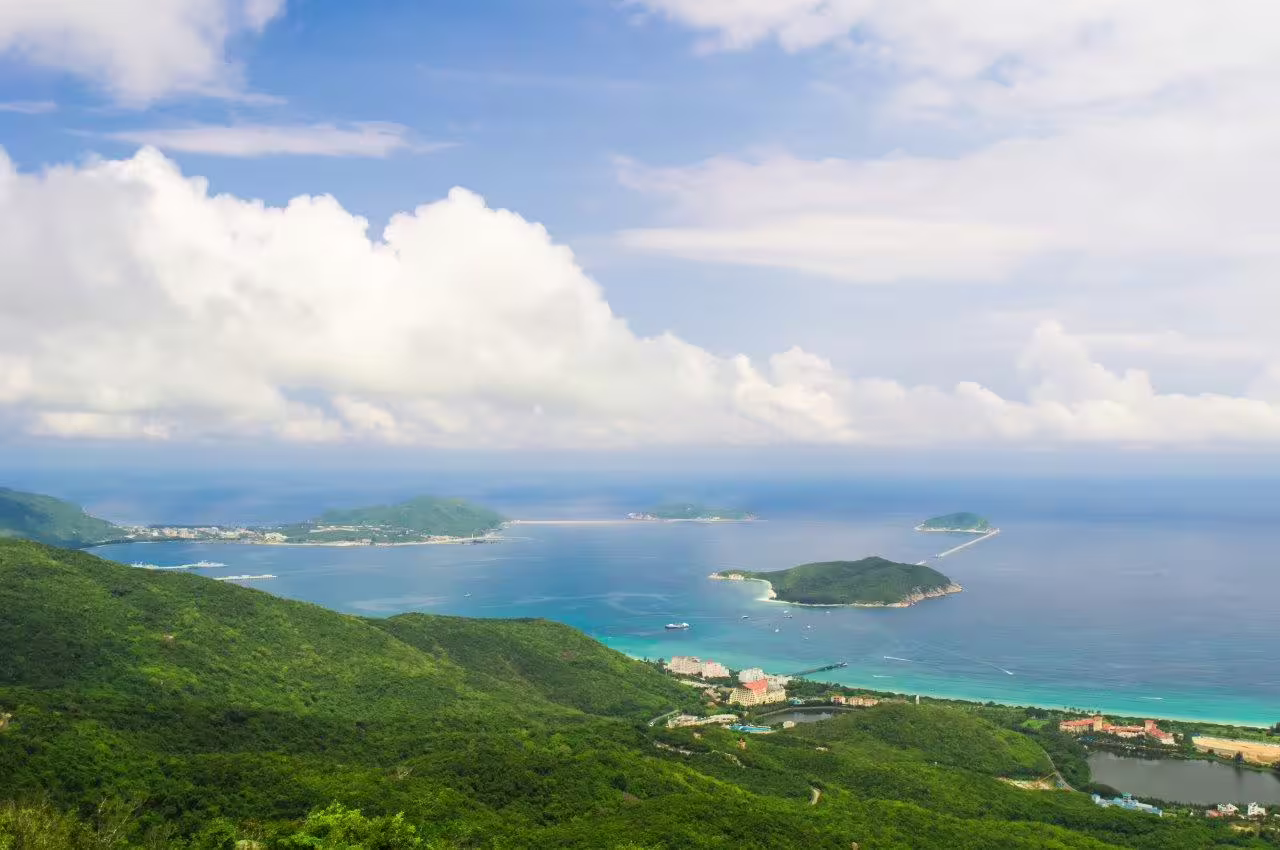 Scenic view of Sanya's lush landscape and coastline, ideal for a private cultural tour and nature exploration.