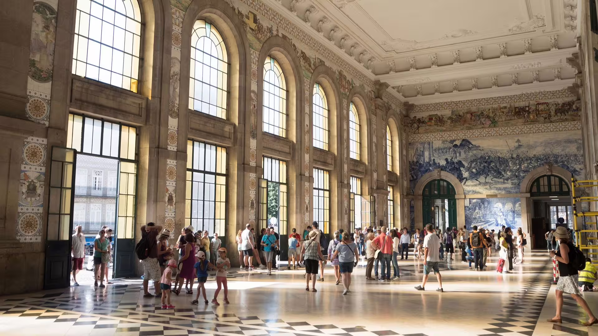View of São Bento Station, a spot on Cooltour Oporto's Porto Food Tour where insights about the Train Station and its tiles are shared