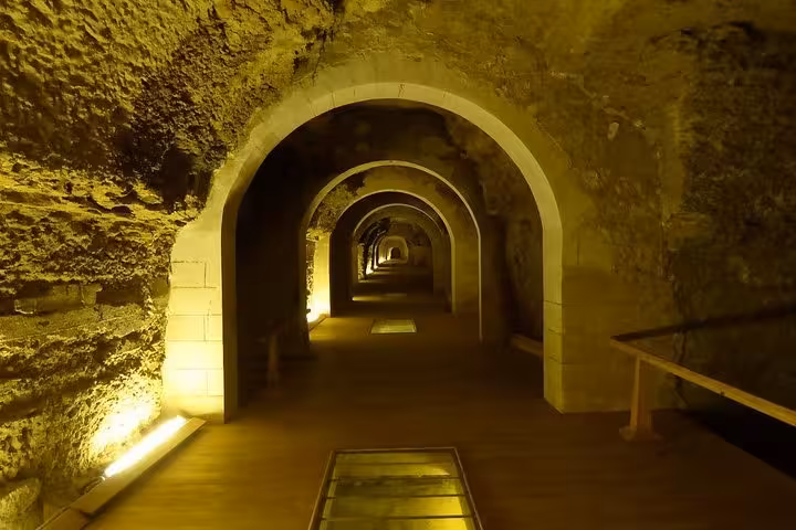 Arched tunnel inside Saqqara pyramid complex on Saqqara and Dahshur pyramids tour from Cairo with lunch