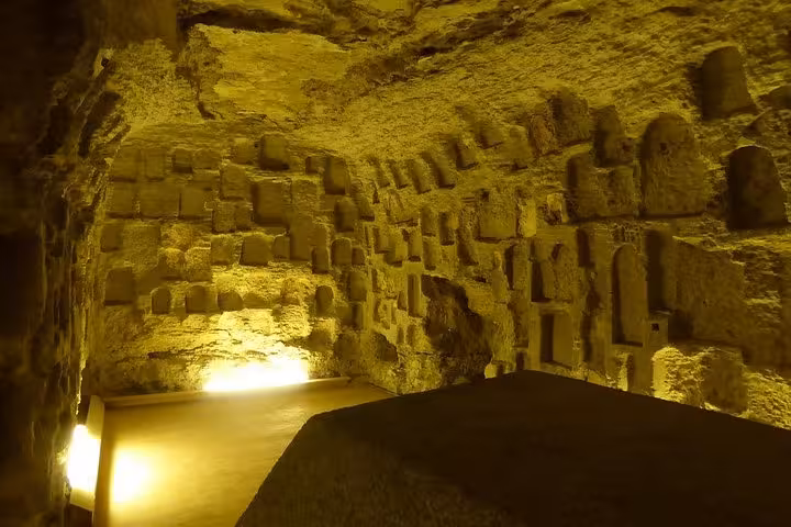 Underground passage inside Saqqara pyramid complex, atmospheric burial chamber on Saqqara and Dahshur tour