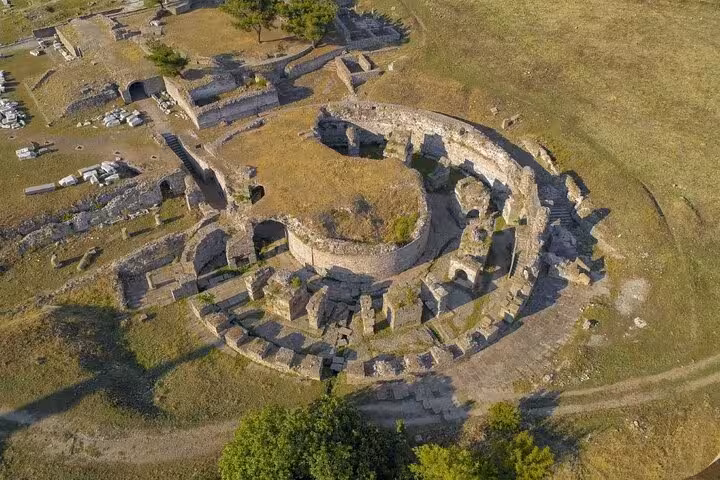Aerial view of ancient circular ruins at Sardis, a key stop on the 4 Days 7 Churches of Revelation tour