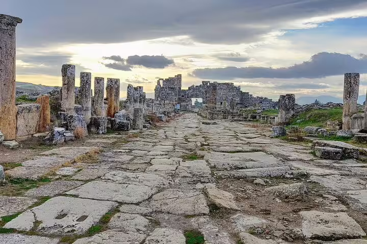 Ruined colonnaded street at Sardis on Seven Churches of Asia Minor tour from Smyrna, Turkey archaeological walk