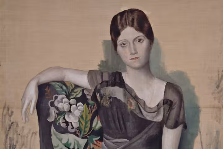 Portrait painting of a seated woman at Picasso Museum Paris, featured on a 2-hour private guided tour