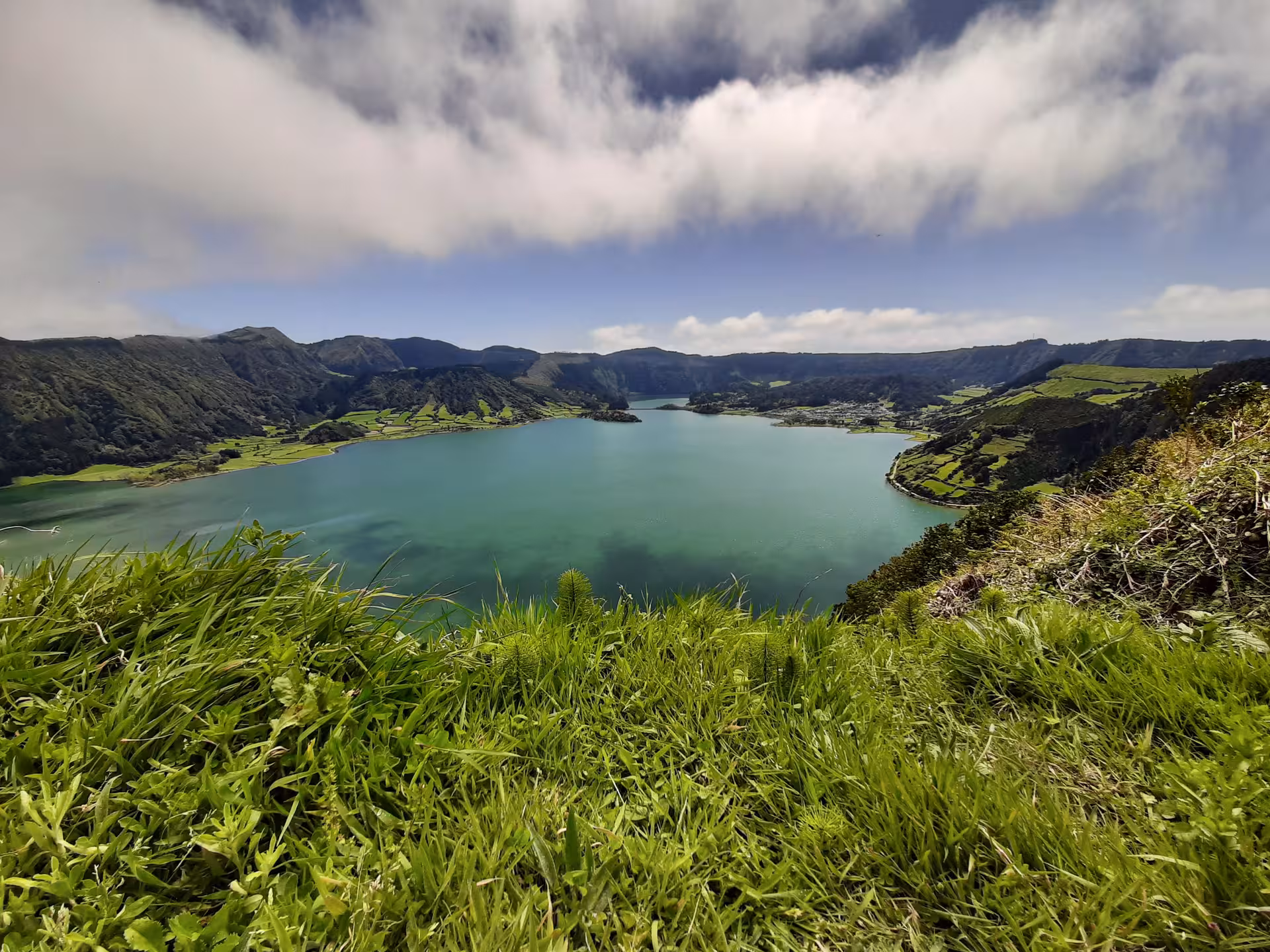 Panoramic Sete Cidades crater lake view, São Miguel Azores, on full-day quad tour Seven Cities with lunch