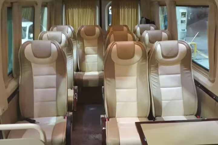 Comfortable mini coach interior for 8-day Seven Churches of Revelation tour from Istanbul, Turkey
