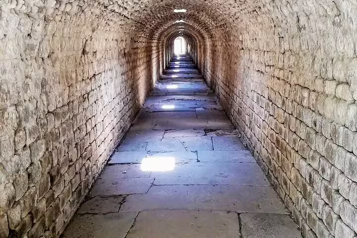 Stone-vaulted tunnel passage at ancient site on Seven Churches of Revelation 5-day mini group guided tour