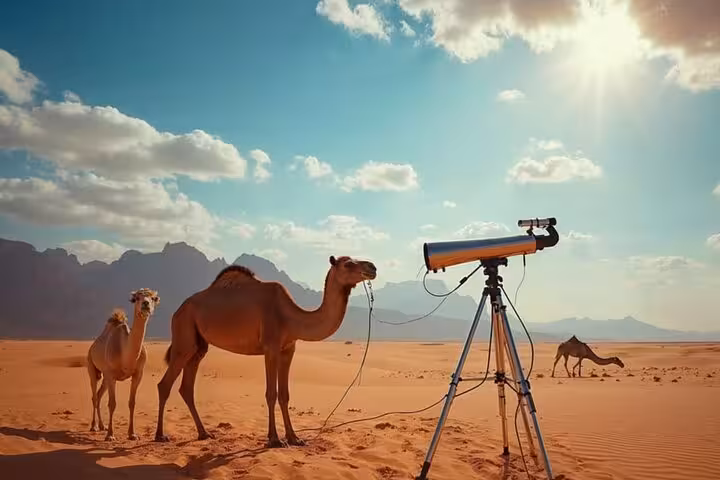 Desert telescope with camels in Sinai, Sharm El-Sheikh quad tour stargazing and BBQ dinner experience