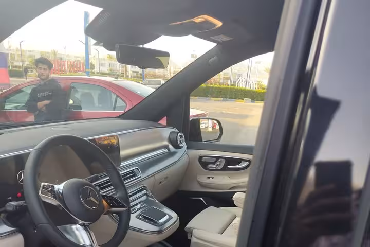 Premium Mercedes interior for Sharm El Sheikh private hotel transfer with driver, comfortable seating