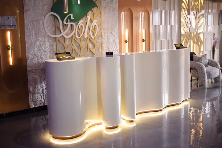 Modern Sharm El Sheikh spa reception area for VIP solo massage experience with luxury wellness ambiance