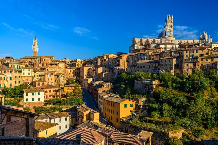 Scenic view of Siena's historic skyline and cathedral, a key stop on the Tuscany tour from Florence.