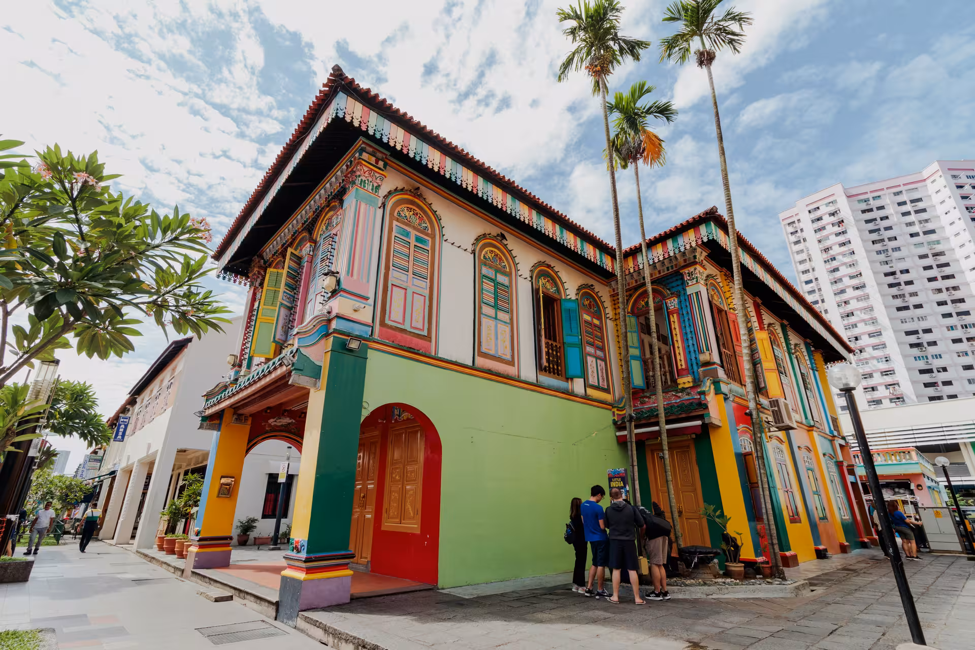 Vibrant facade of the House of Tan Teng Niah in Singapore's Little India, a key stop on the spice discovery tour.