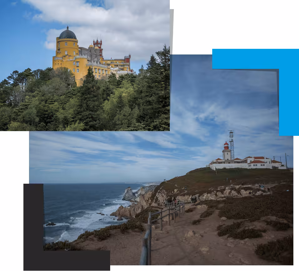Pena Palace in Sintra and Cabo da Roca lighthouse cliffs, highlights of a Sintra & Cascais full-day tour
