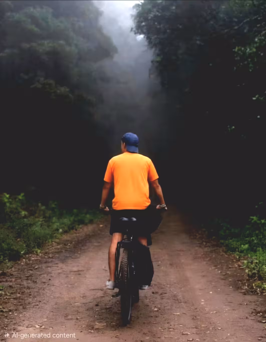E-bike rider exploring a misty forest trail on a guided Sintra e-bike tour through scenic coastal landscapes