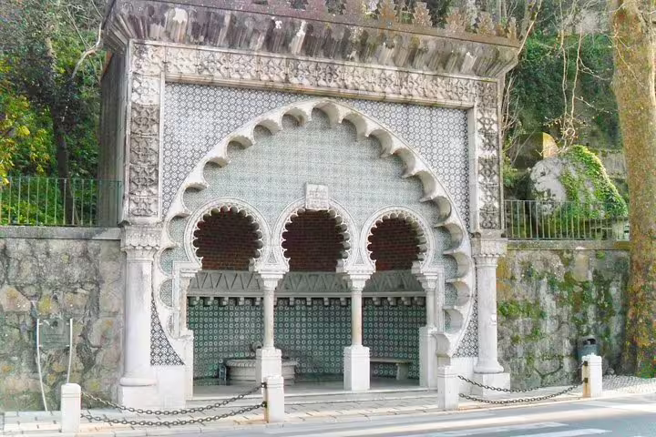 Ornate Moorish-style fountain in Sintra, Portugal, highlighting the rich architectural heritage on a private half-day tour.