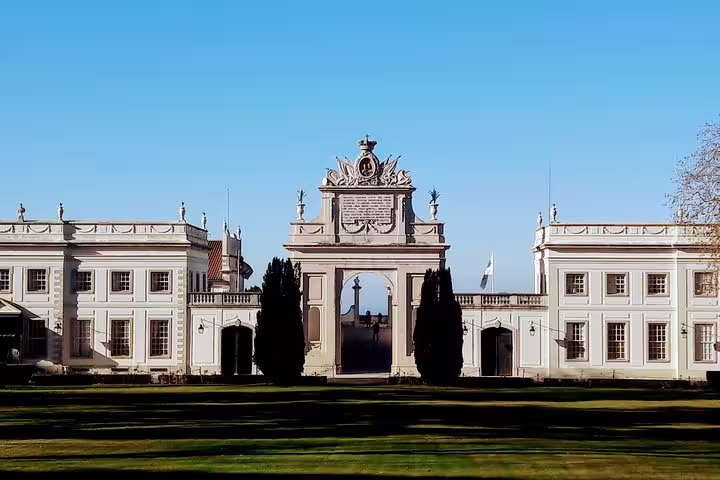 Elegant neoclassical palace in Sintra, highlighting architectural beauty on the World Heritage and Cascais Village Tour.