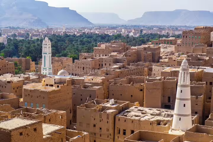 Panoramic Siwa Oasis old town with mosques and palm grove, Egypt, on a 3-day private desert tour