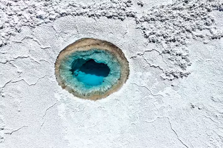 Aerial view of turquoise salt lake pool in Siwa Oasis, Egypt, highlight of a 3-day Western Desert private trip