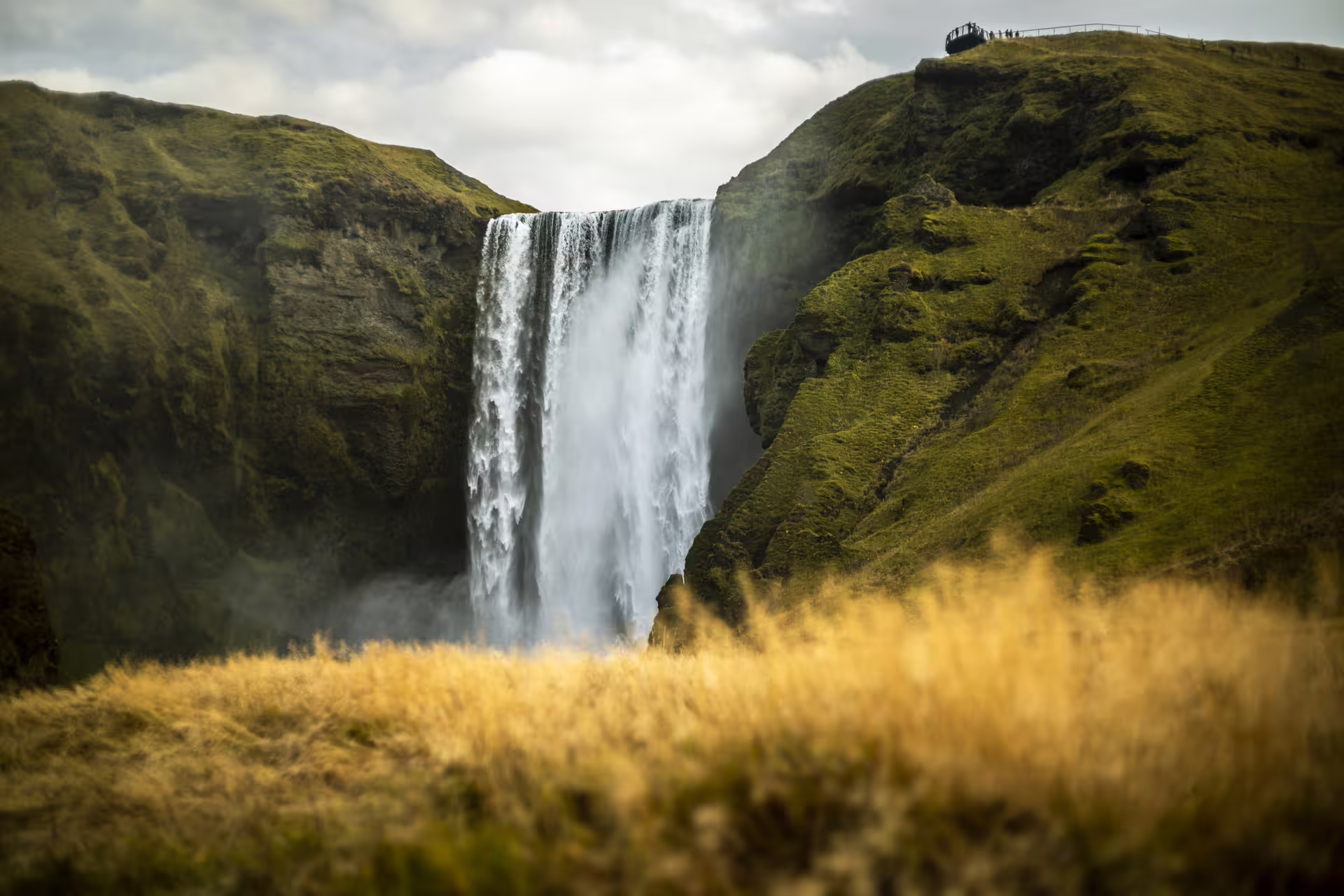 Beautiful Skógarfoss waterfall on South Coast Iceland