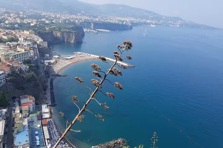 Sorrento Peninsula coastline and marina bay view, photo stop on Amalfi Coast day tour from Rome to Positano