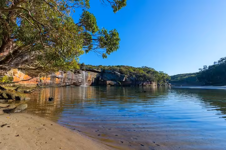 Scenic view of a calm river surrounded by lush greenery and rocky cliffs on the South Coast private tour.