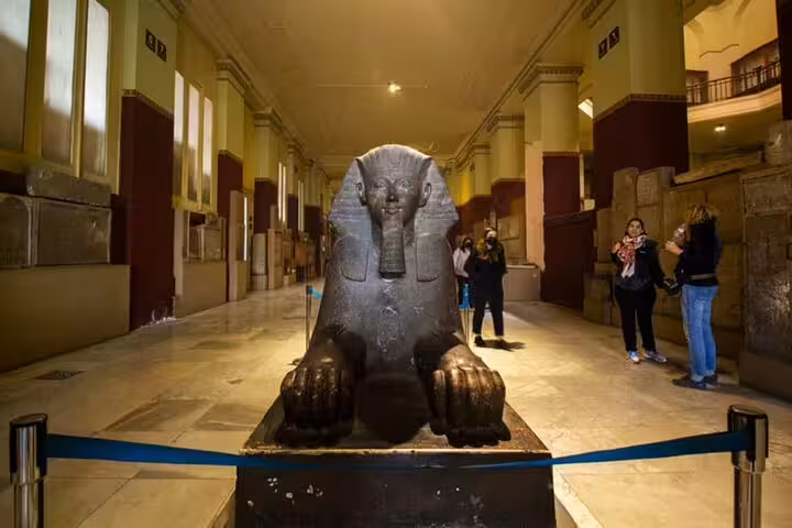 Sphinx statue inside the Egyptian Museum, Cairo, on a 2-day private guided tour with expert guide