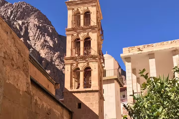 St Catherine Monastery bell tower in Sinai, Egypt, visited on private overnight trip from Dahab to Mount Sinai