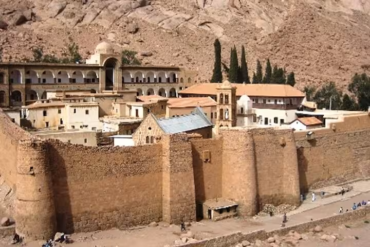 St Catherine’s Monastery fortress walls in Sinai, UNESCO site visit on Mount Sinai tour from Sharm