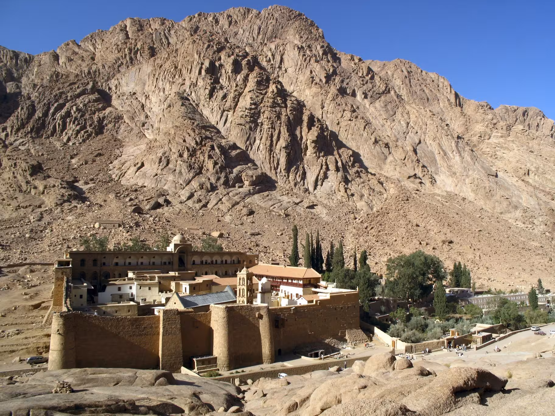 St. Katharine Monastery at the foot of Mount Sinai, Egypt, key stop on Moses Mountain day tour